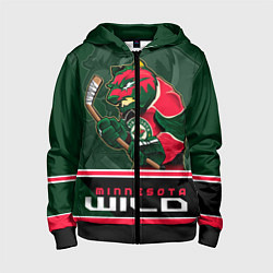 Толстовка на молнии детская Minnesota Wild, цвет: 3D-черный