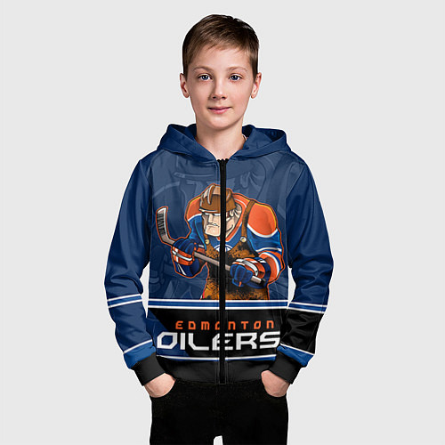 Детская толстовка на молнии Edmonton Oilers / 3D-Черный – фото 3