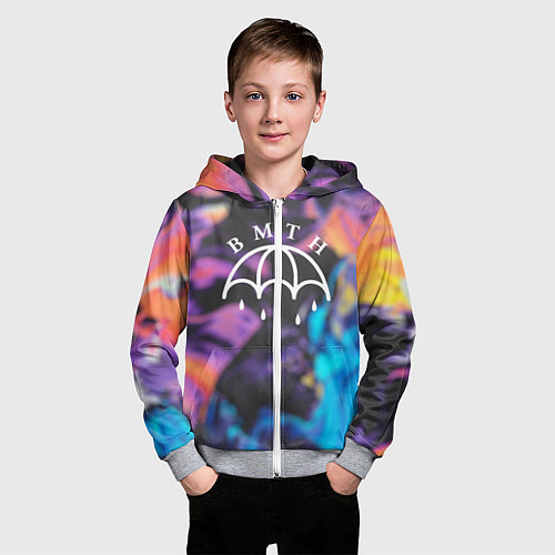 Детская толстовка на молнии BMTH Rain / 3D-Меланж – фото 3