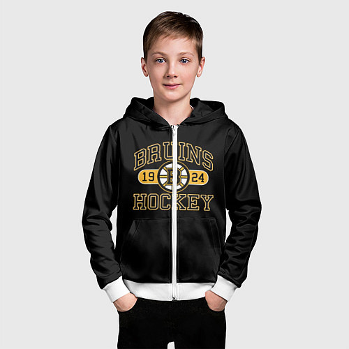 Детская толстовка на молнии Boston Bruins: Est.1924 / 3D-Белый – фото 3