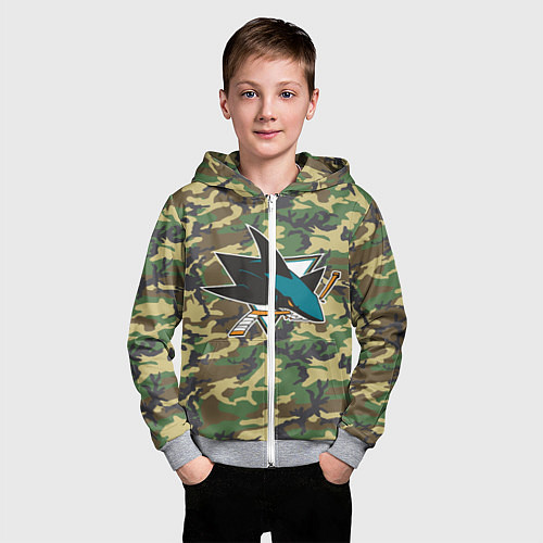 Детская толстовка на молнии Sharks Camouflage / 3D-Меланж – фото 3