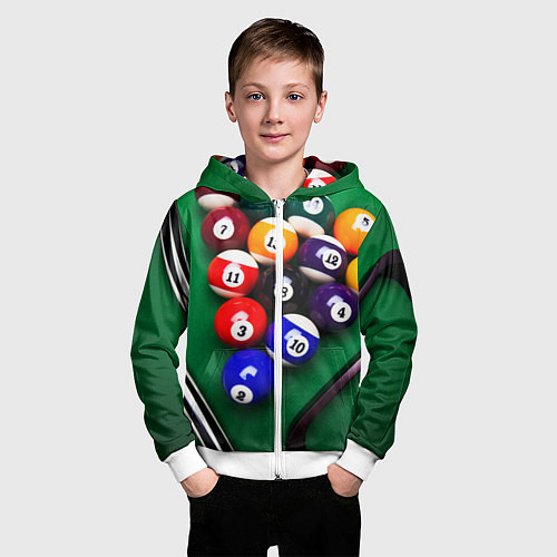 Детская толстовка на молнии Бильярд / 3D-Белый – фото 3