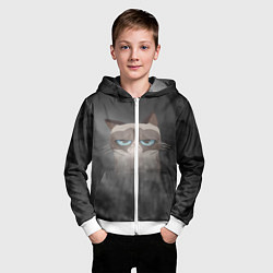 Толстовка на молнии детская Grumpy Cat, цвет: 3D-белый — фото 2