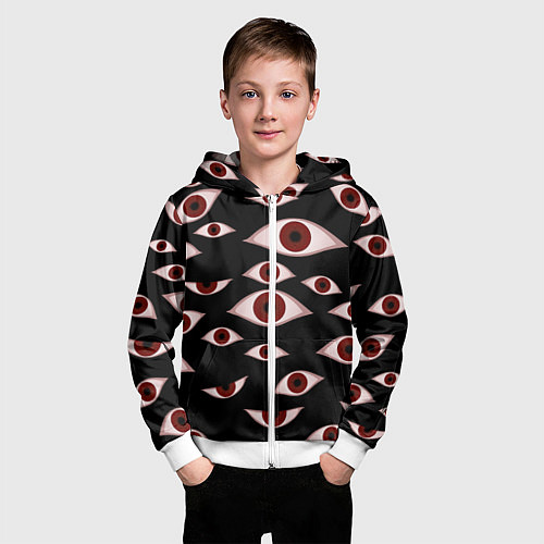 Детская толстовка на молнии Глаза / 3D-Белый – фото 3