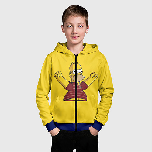 Детская толстовка на молнии Гомер-болельщик / 3D-Синий – фото 3