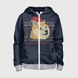 Толстовка на молнии детская Doge Such Christmas, цвет: 3D-меланж