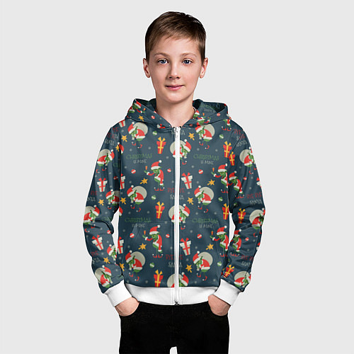 Детская толстовка на молнии Гринч / 3D-Белый – фото 3