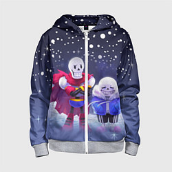 Толстовка на молнии детская Sans & Papyrus, цвет: 3D-меланж