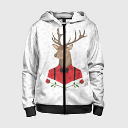 Толстовка на молнии детская Christmas Deer, цвет: 3D-черный