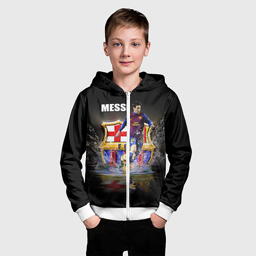 Детская толстовка на молнии Messi FCB / 3D-Белый – фото 3