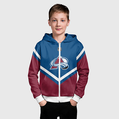 Детская толстовка на молнии NHL: Colorado Avalanche / 3D-Белый – фото 3