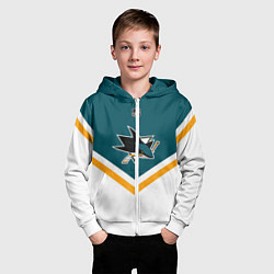Толстовка на молнии детская NHL: San Jose Sharks, цвет: 3D-белый — фото 2