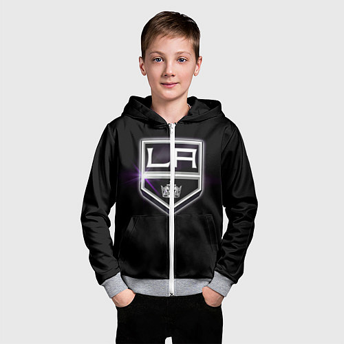 Детская толстовка на молнии Los Angeles Kings / 3D-Меланж – фото 3