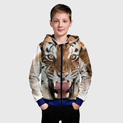 Толстовка на молнии детская Свирепый тигр, цвет: 3D-синий — фото 2
