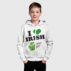 Толстовка на молнии детская Ireland, I love Irish, цвет: 3D-белый — фото 2