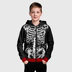 Толстовка на молнии детская Floral Skeleton, цвет: 3D-красный — фото 2