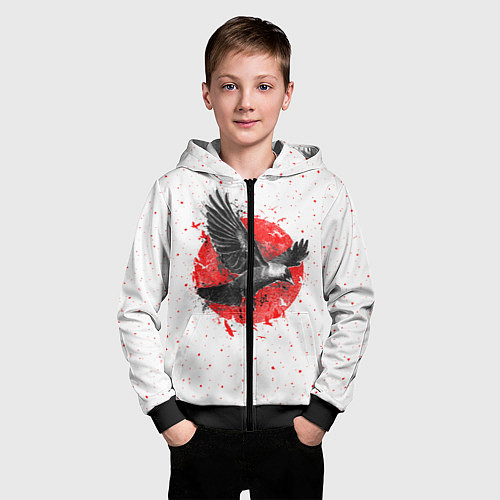 Детская толстовка на молнии Черный ворон / 3D-Черный – фото 3