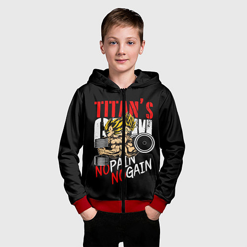 Детская толстовка на молнии Titans Gym / 3D-Красный – фото 3