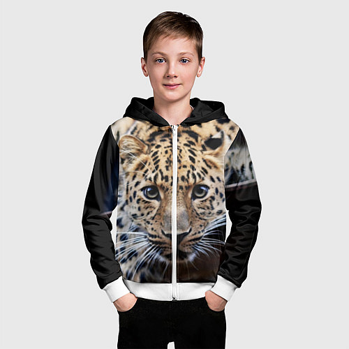 Детская толстовка на молнии Дикая кошка / 3D-Белый – фото 3
