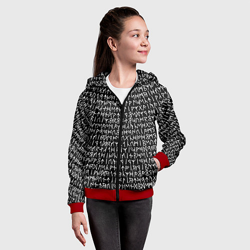 Детская толстовка на молнии Руны / 3D-Красный – фото 4