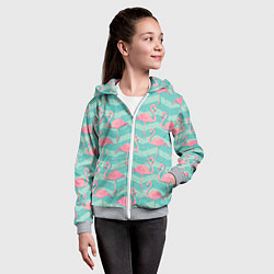 Толстовка на молнии детская Flamingo Pattern, цвет: 3D-меланж — фото 2