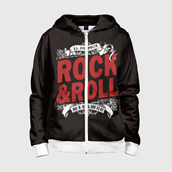 Толстовка на молнии детская Rock & Roll, цвет: 3D-белый