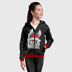 Толстовка на молнии детская I Love Rock Music, цвет: 3D-красный — фото 2