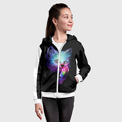 Толстовка на молнии детская Кот с мороженым, цвет: 3D-белый — фото 2