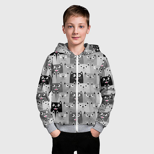 Детская толстовка на молнии Котейки / 3D-Меланж – фото 3