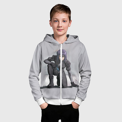 Детская толстовка на молнии Ghost In The Shell 5 / 3D-Белый – фото 3