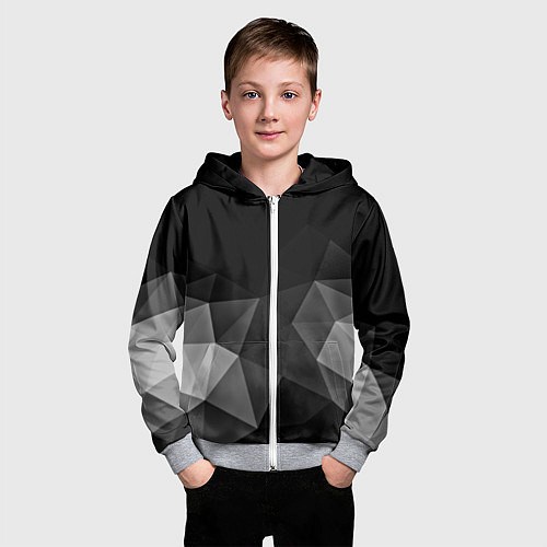 Детская толстовка на молнии Abstract gray / 3D-Меланж – фото 3