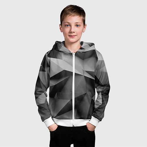 Детская толстовка на молнии Gray abstraction / 3D-Белый – фото 3