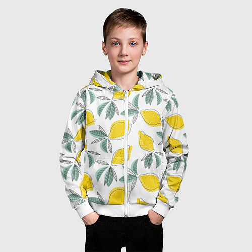 Детская толстовка на молнии Лимончики / 3D-Белый – фото 3