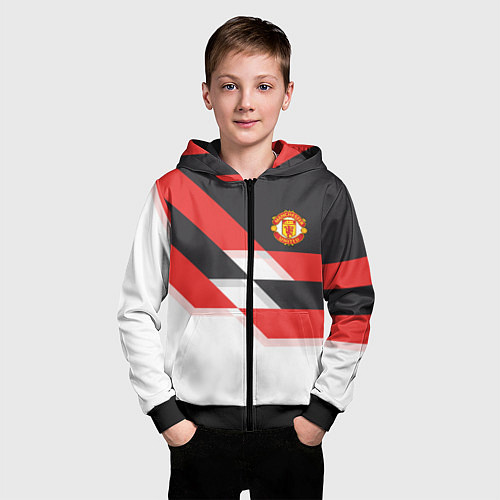 Детская толстовка на молнии Manchester United: Stipe / 3D-Черный – фото 3