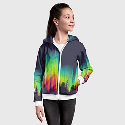 Толстовка на молнии детская Северное сияние, цвет: 3D-белый — фото 2