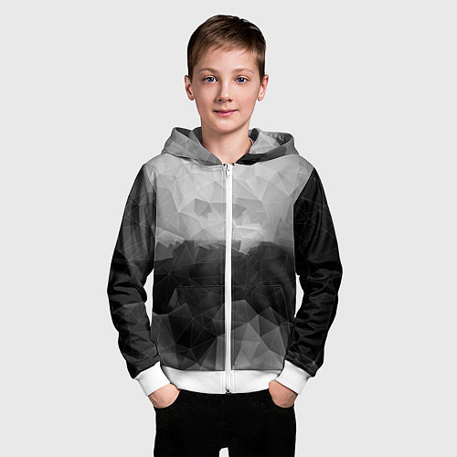 Детская толстовка на молнии Polygon gray / 3D-Белый – фото 3