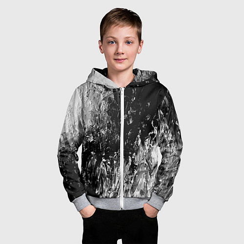 Детская толстовка на молнии GRAY&BLACK / 3D-Меланж – фото 3