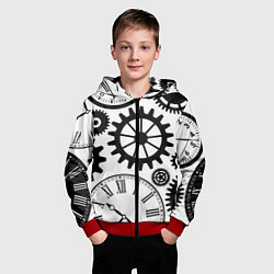 Толстовка на молнии детская Часы и шестеренки, цвет: 3D-красный — фото 2