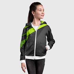 Толстовка на молнии детская Спортивная геометрия 6, цвет: 3D-белый — фото 2