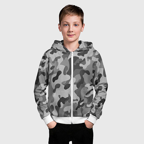 Детская толстовка на молнии Ночной Камуфляж 1 / 3D-Белый – фото 3