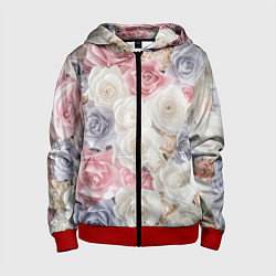 Толстовка на молнии детская Букет из роз, цвет: 3D-красный