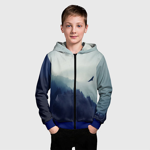 Детская толстовка на молнии Орел над Лесом / 3D-Синий – фото 3