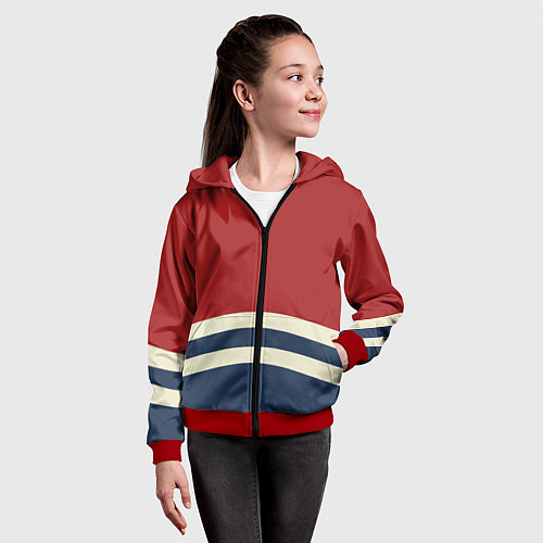 Детская толстовка на молнии Волны в море / 3D-Красный – фото 4