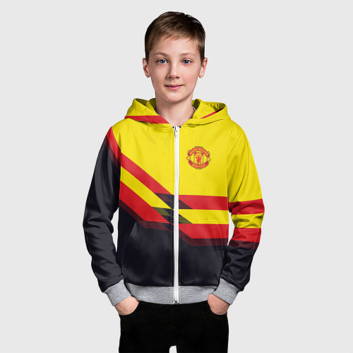 Детская толстовка на молнии Man United FC: Yellow style / 3D-Меланж – фото 3