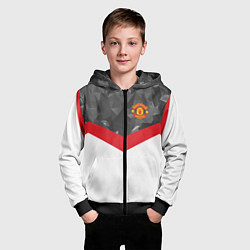 Толстовка на молнии детская Man United FC: Grey Polygons, цвет: 3D-черный — фото 2