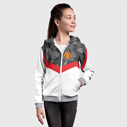 Толстовка на молнии детская Man United FC: Grey Polygons, цвет: 3D-меланж — фото 2