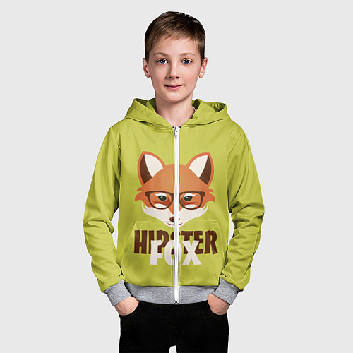 Детская толстовка на молнии Hipster Fox / 3D-Меланж – фото 3