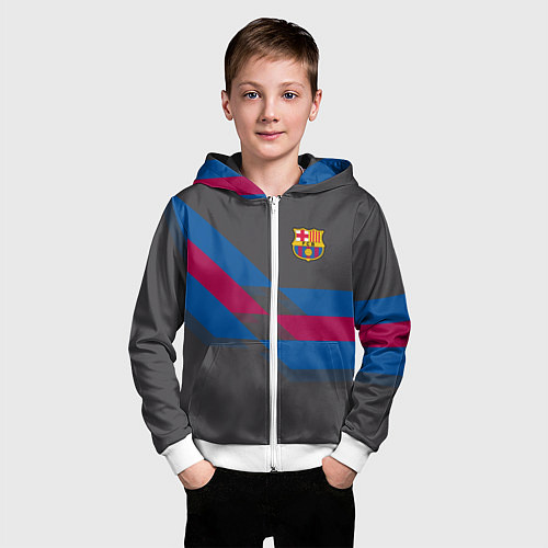 Детская толстовка на молнии Barcelona FC: Dark style / 3D-Белый – фото 3