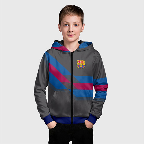 Детская толстовка на молнии Barcelona FC: Dark style / 3D-Синий – фото 3