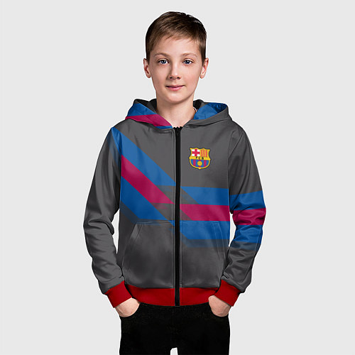 Детская толстовка на молнии Barcelona FC: Dark style / 3D-Красный – фото 3